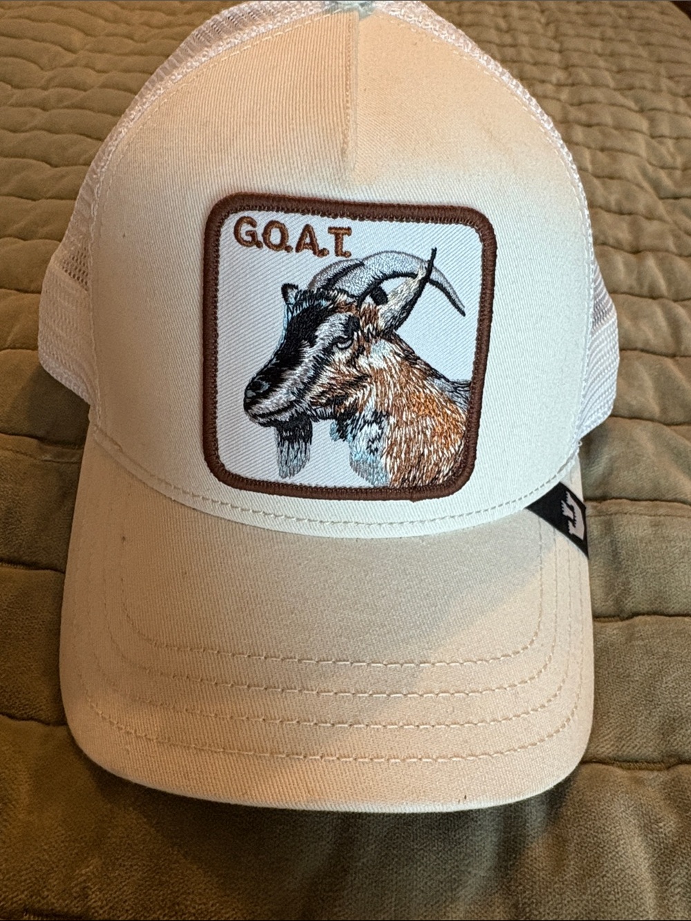 Goorin Bros Beige 'G.O.A.T.' Embroidered Trucker Hat